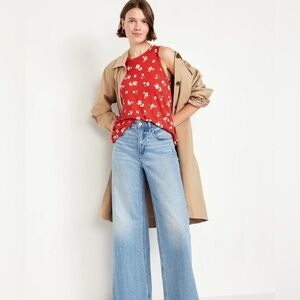 Old Navy Luxe rayon floral red sleeveless top NWT